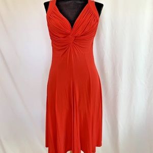 Les Copains Red Stretch Knit Twist Front Dress - Size IT 42 - US Small